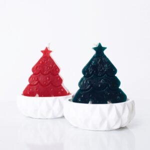 Cuenco navideño con vela de pino